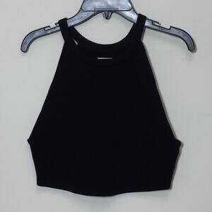 Aritzia Babaton Black Sculpt High Neck Tank Crop Ribbed Medium